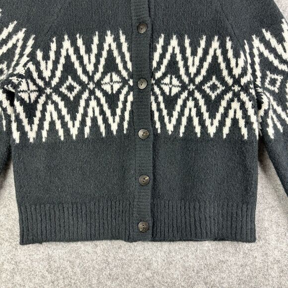Abercrombie & Fitch Fair Isle Cardigan Sweater Womens XS Black Nordic Crew Boho - Picture 3 of 12